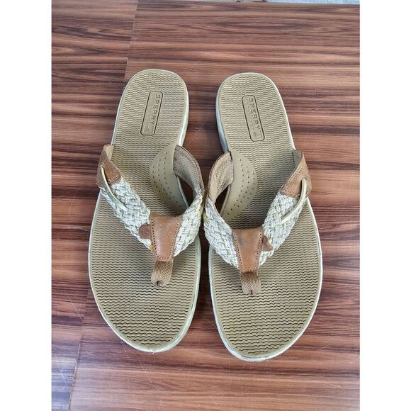 Sperry Women's Parrotfish Flip Flop Sandals Tan/Cream Size 10 - Picture 2 of 6